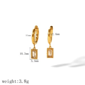 1 Pair Simple Classic Style Rectangular Shape Stainless Steel  Gold Color Inlay Rhinestones Women's Drop Earrings h5 Picture3